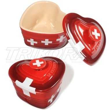 Mini-Herz Porzellan TRIKORA mit Schweizer Kreuz LE CREUSET