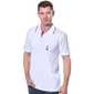 Poloshirt mit Kontrastkragen und Kunstdruck