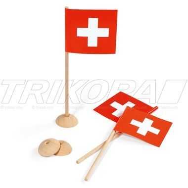 Tischfähnchen TRIKORA Schweiz 5.5&#215;5.5cm mit Holzstab