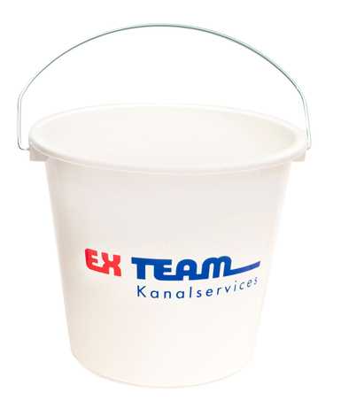 Eimer mit Werbeanbringung